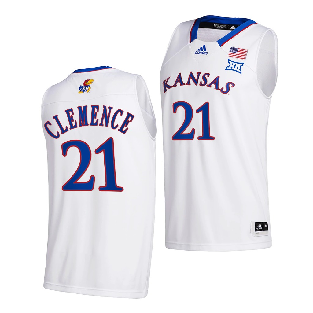 Zach Clemence #21 Kansas Jayhawks 2021-22 College Basketball Home White Jersey