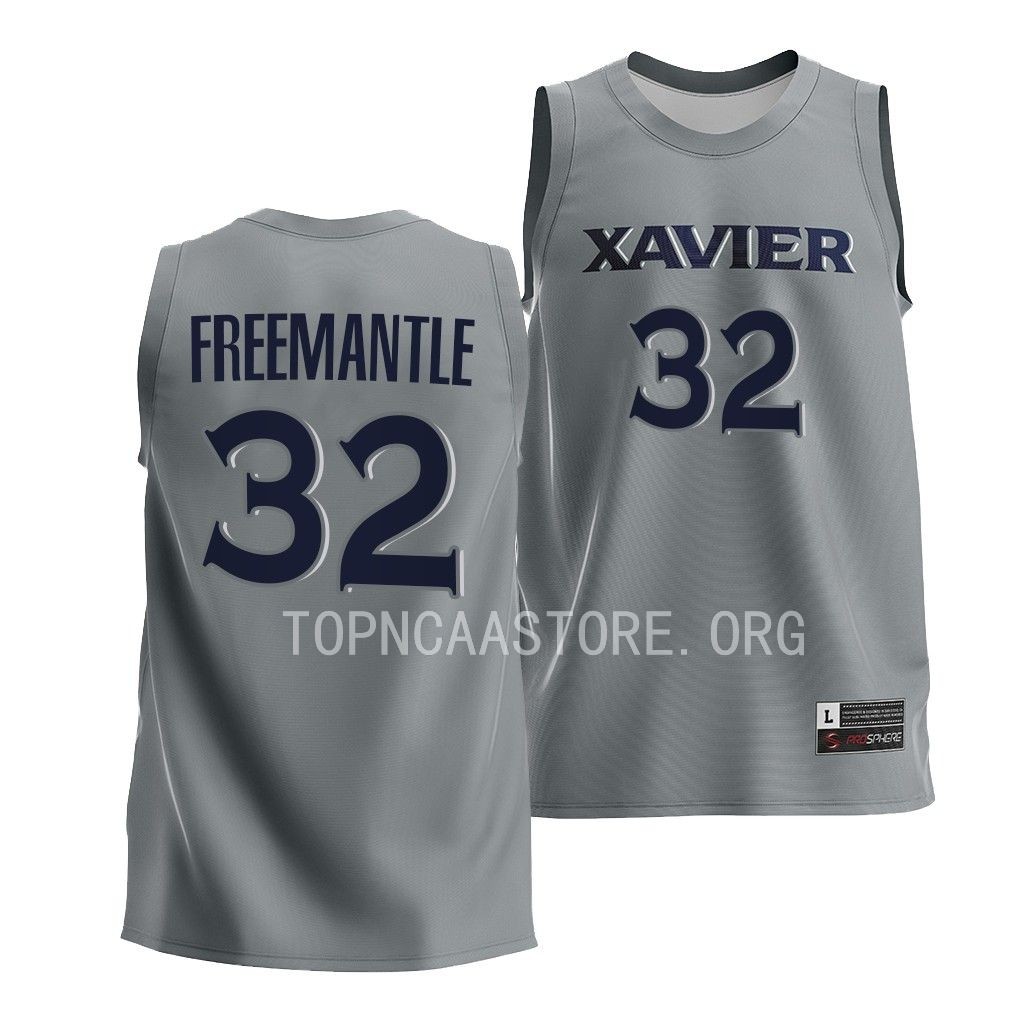 Zach Freemantle Xavier Musketeers #32 Gray College Basketball Jersey