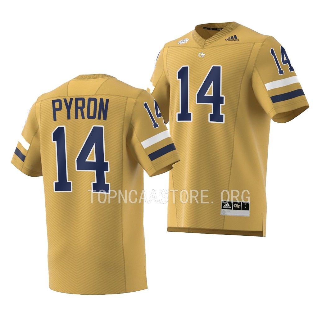 Zach Pyron Georgia Tech Yellow Jackets #14 Brown Jersey 2022 Replica Football Men’s Uniform