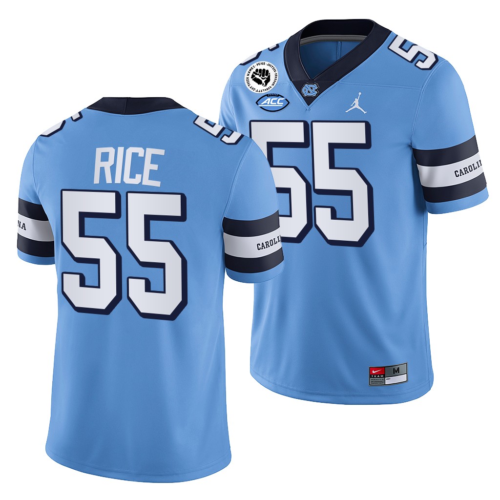 Zach Rice North Carolina Tar Heels 2022-23 College Football Jersey Men’s Blue #55 Uniform