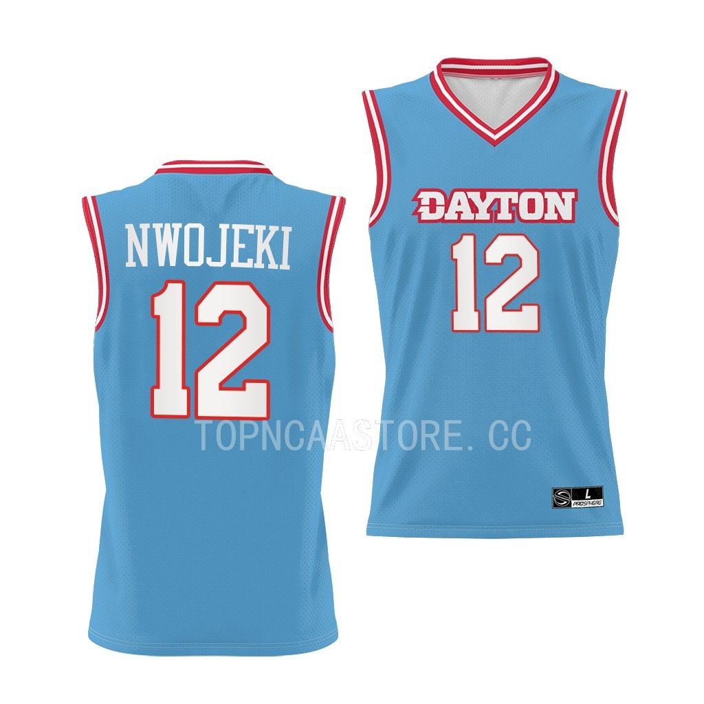 Zimi Nwojeki #12 Dayton Flyers NIL Basketball Replica Jersey 2022-23 Chapel Blue