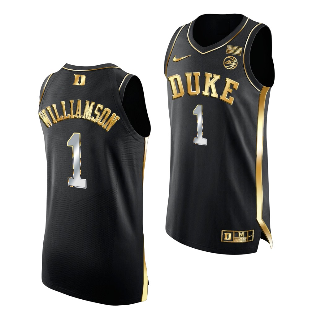 Zion Williamson #1 Duke Blue Devils Golden Edition NBA Alumni Black Jersey