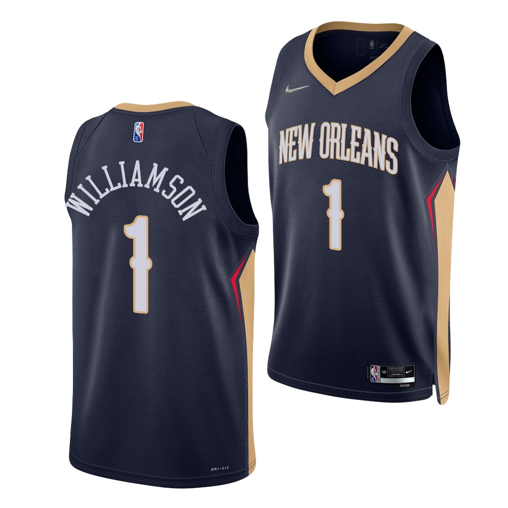 Zion Williamson #1 Pelicans 75th Anniversary Navy Jersey Duke Blue Devils 2019 Draft