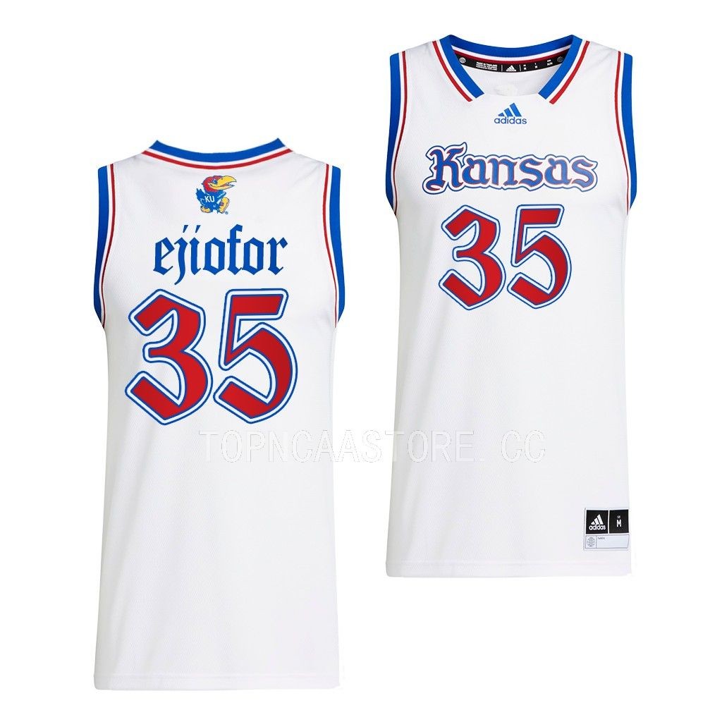 Zuby Ejiofor Kansas Jayhawks #35 White Swingman Basketball Jersey 2022-23