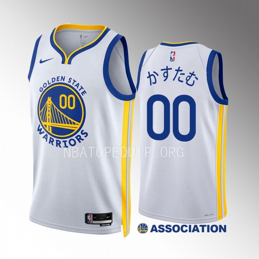 かすたむ Golden State Warriors 2023 Japanese Heritage Custom White #00 Jersey Men