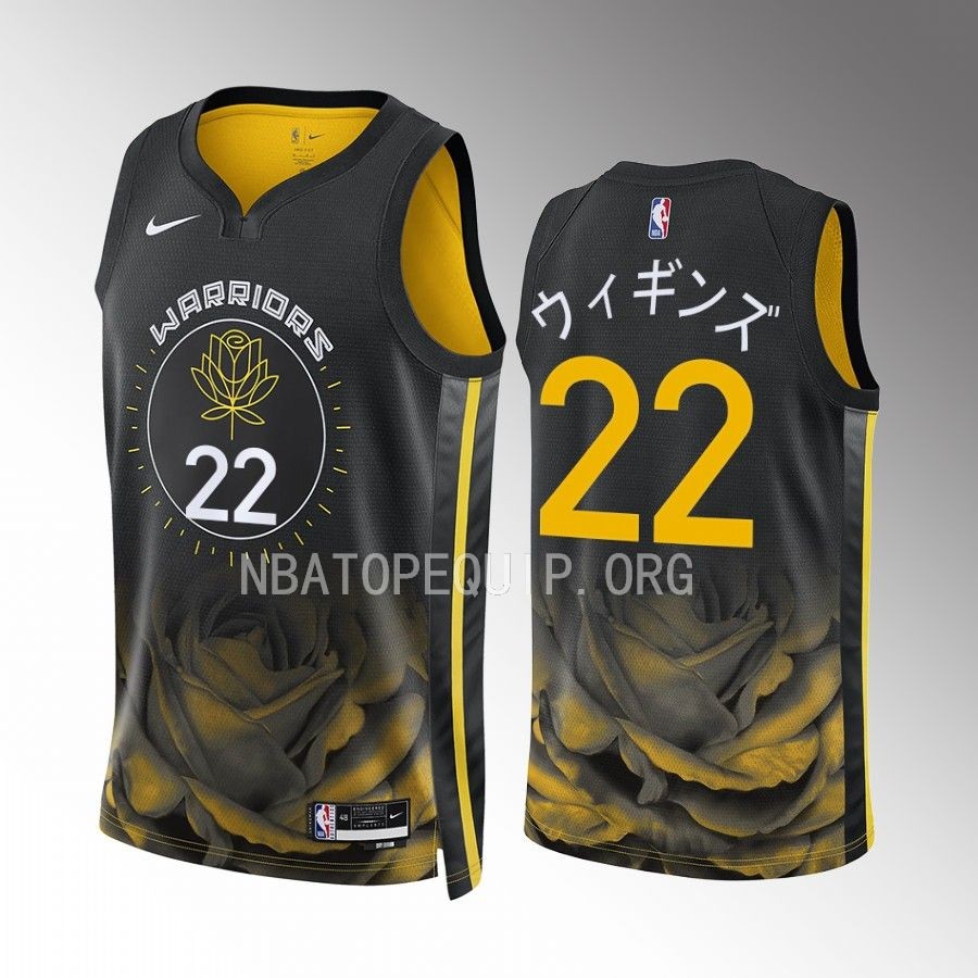 ウィギンズ Golden State Warriors 2023 Japanese Heritage Andrew Wiggins Black #22 Jersey Men