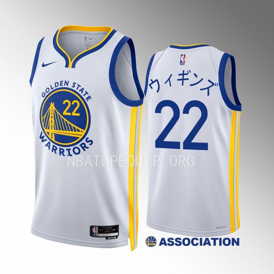 ウィギンズ Golden State Warriors 2023 Japanese Heritage Andrew Wiggins White #22 Jersey Men