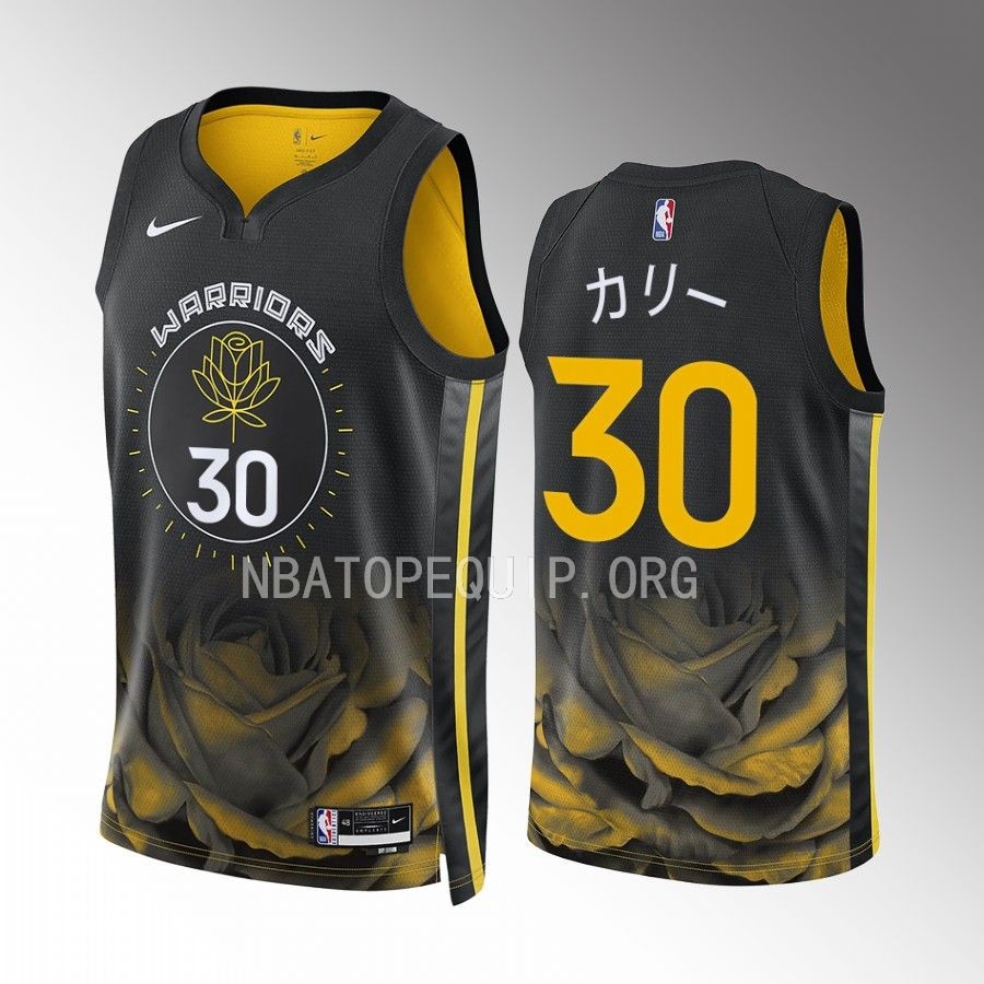 カリー Golden State Warriors 2023 Japanese Heritage Stephen Curry Black #30 Jersey Men