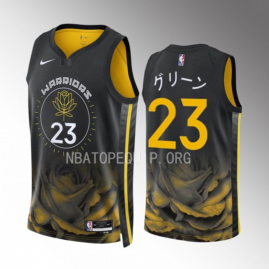 グリーン Golden State Warriors 2023 Japanese Heritage Draymond Green Black #23 Jersey Men
