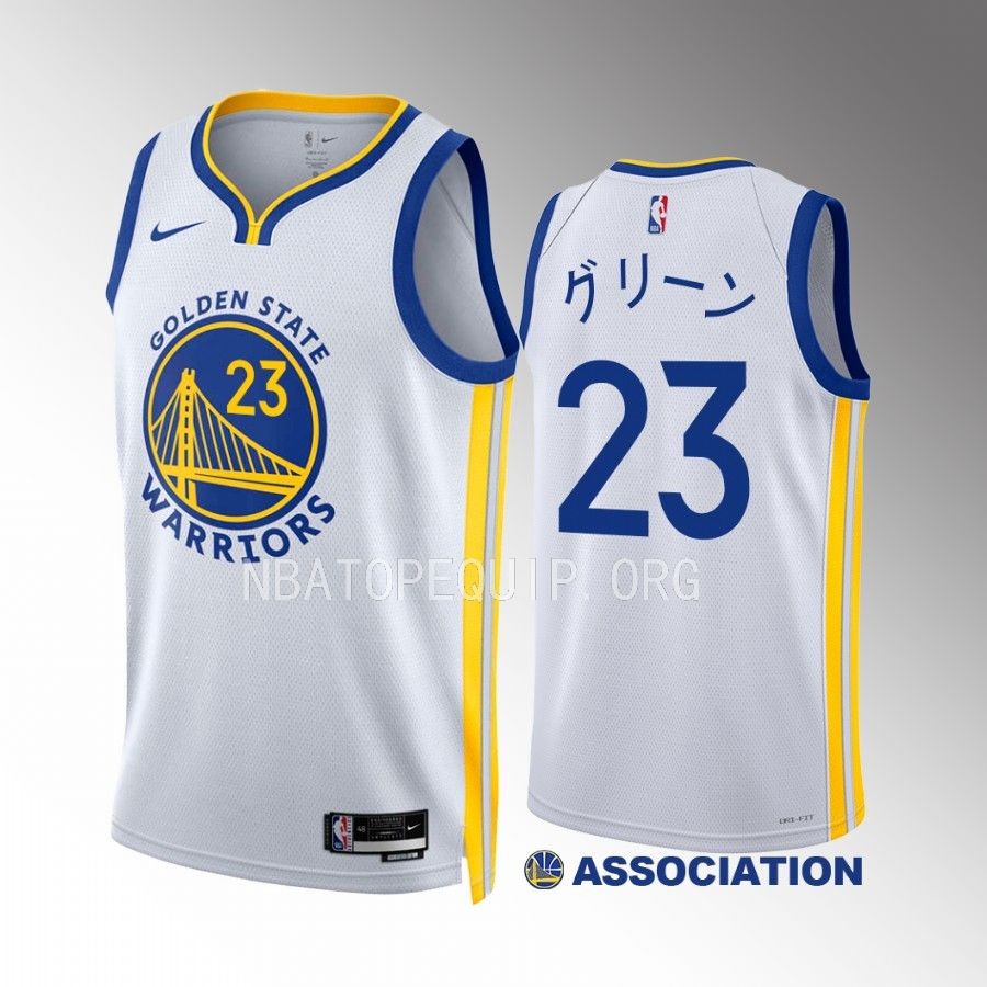 グリーン Golden State Warriors 2023 Japanese Heritage Draymond Green White #23 Jersey Men