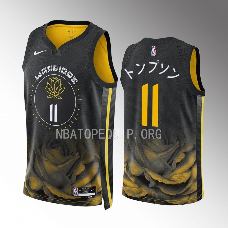 トンプソン Golden State Warriors 2023 Japanese Heritage Klay Thompson Black #11 Jersey Men