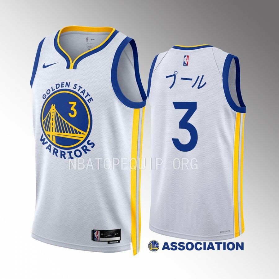 プール Golden State Warriors 2023 Japanese Heritage Jordan Poole White #3 Jersey Men